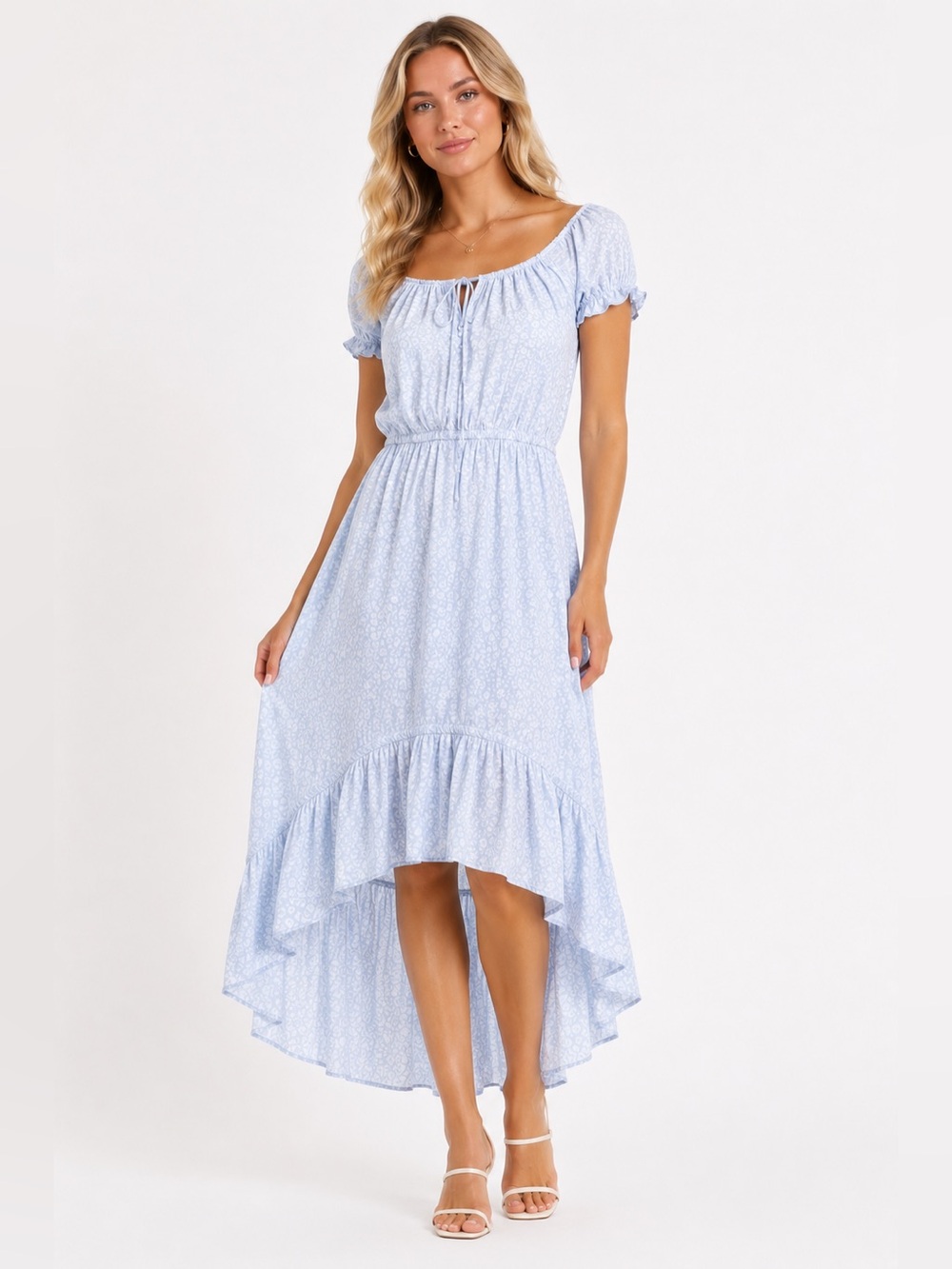 NWOT Abercrombie and Fitch baby blue floral midi dress XL tall